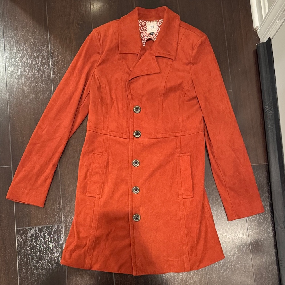 Cabi Women's Suede Rust Orange Coat